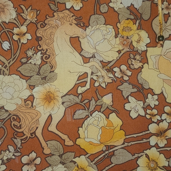 Spell designs Lady Amethyst Amber Boho midi dress gown copper M floral horses - Picture 14 of 16